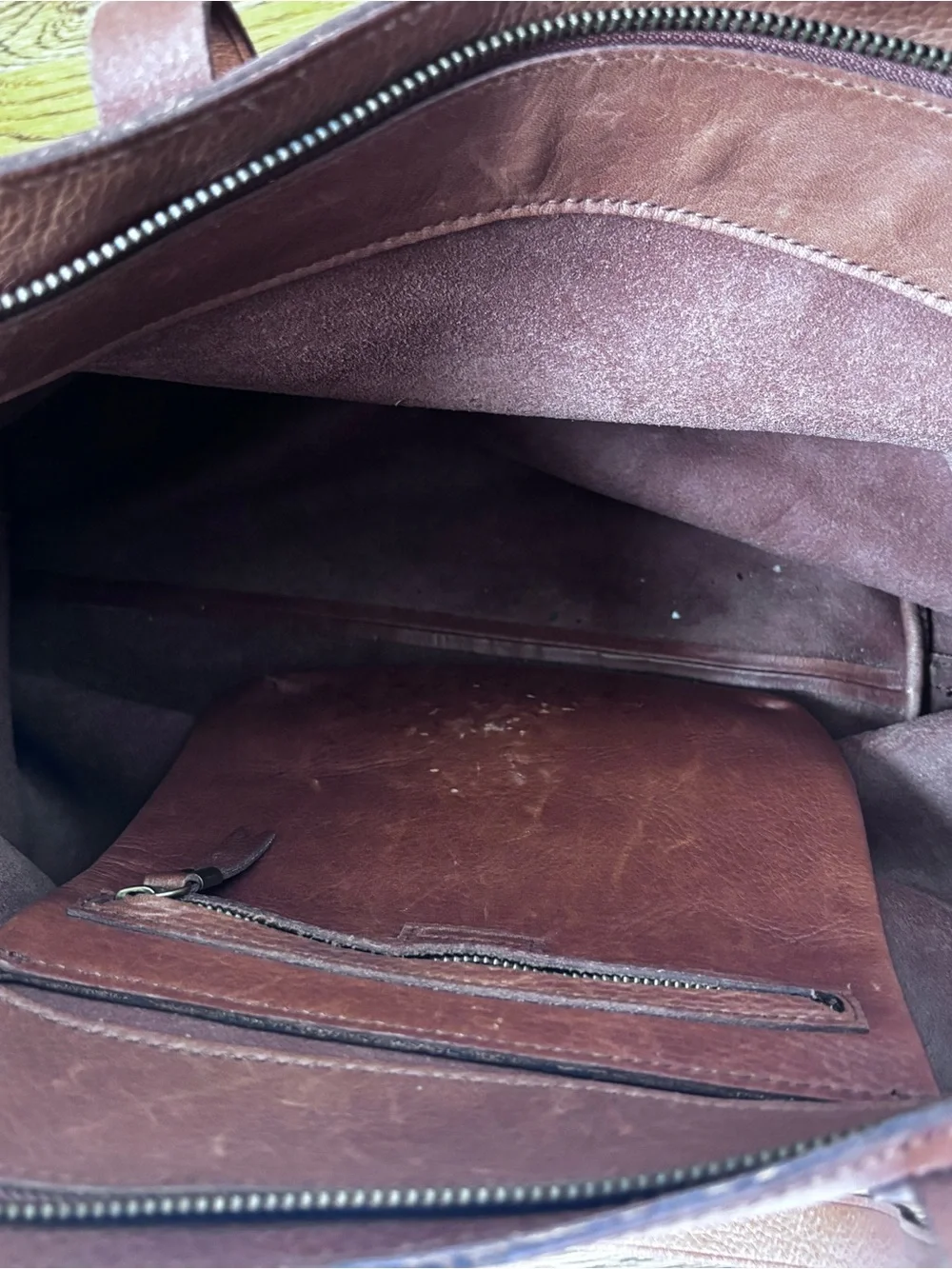 Large Madewell Leather Tote Bag - Brown